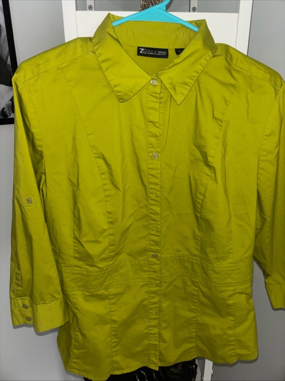 New York & Company 7th Avenue Lime Green Button-Front Shirt
